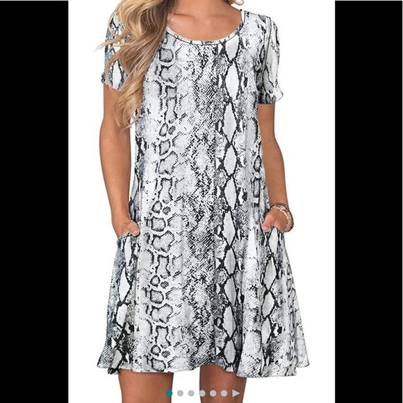 NWT/WNEEDU Women's  Casual T Shirt Dresses Short Sleeve Swing Dress with… - Picture 1 of 5